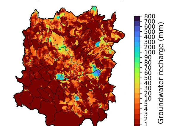 Long-term mean (1981-2020) annual groundwater recharge