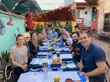 Flood Symposium speakers and organizers at a networking dinner at El Charro Downtown in Tucson.